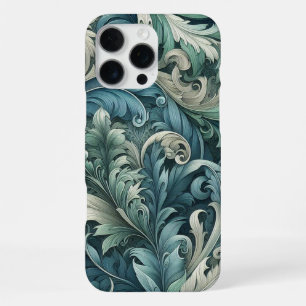 Funda Para iPhone 16 Pro Max Patrón de arte de paisley azul teja verde gris