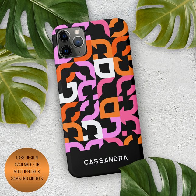 Funda Para iPhone Patrón de arte del Naranja negro del siglo medio (Subido por el creador)