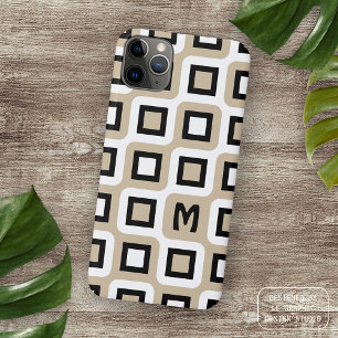 Funda Para iPhone 16 Pro Max Patrón de arte geométrico beige negro blanco de me