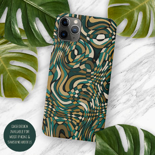 Funda Para iPhone 16 Pro Max Patrón de arte moderno en verde oscuro y marrón ta