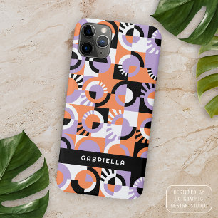 Funda Para iPhone 16 Pro Max Patrón de arte morado violeta negro naranja de med