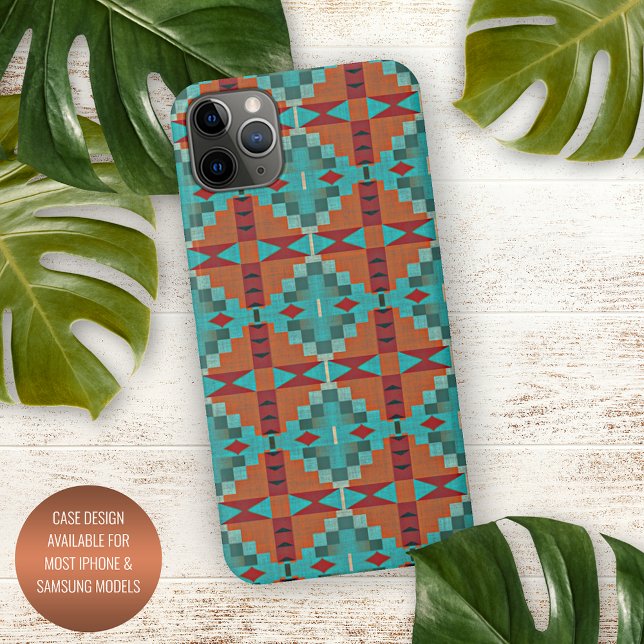 Funda Para iPhone Patrón de Arte Mosaico Verde azulado Turquesa Rojo (Subido por el creador)