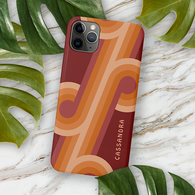 Funda Para iPhone Patrón de arte naranja oscuro marrón rojo de medio (Subido por el creador)