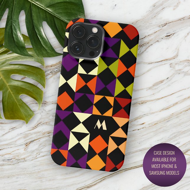 Funda Para iPhone Patrón de arte negro morado del Naranja rojo naran (Subido por el creador)
