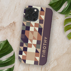 Funda Para iPhone 16 Pro Max Patrón de arte personalizado de triángulos cuadrad