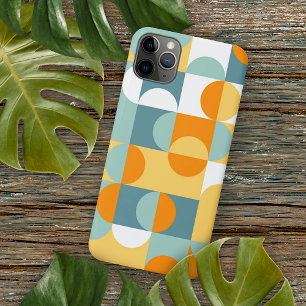 Funda Para iPhone 16 Pro Max Patrón de arte retro de color naranja, azul turque