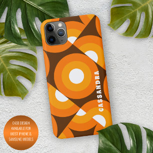Funda Para iPhone 16 Pro Max Patrón de arte retro de mediados de siglo en naran