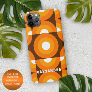 Funda Para iPhone 16 Pro Max Patrón de arte retro de mediados de siglo en naran