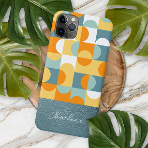 Funda Para iPhone 16 Pro Max Patrón de arte retro personalizado verde azulado n