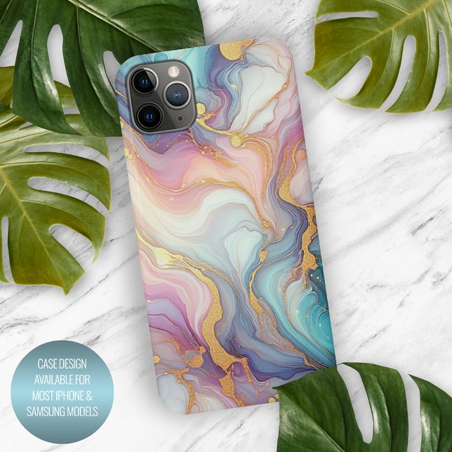 Funda Para iPhone Patrón de arte rosa morado Verde azulado Aqua Blue (Subido por el creador)