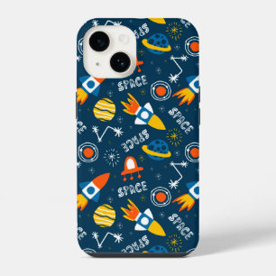 Funda Para iPhone 14 Patrón de Aventuras Espaciales Coloridas y Lindas