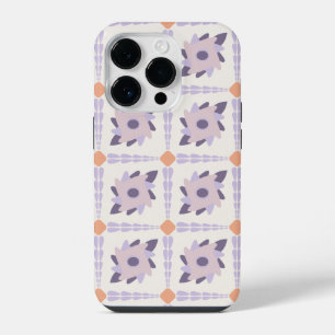 Funda Para iPhone 14 Pro Patrón de Baldosa Decorativa de Color Púrpura Past