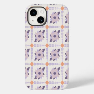 Funda Para iPhone 14 Patrón de Baldosa Decorativa de Color Púrpura Past