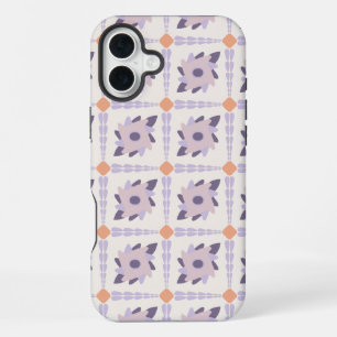 Funda Para iPhone 16 Plus Patrón de Baldosa Decorativa de Pastel Púrpura
