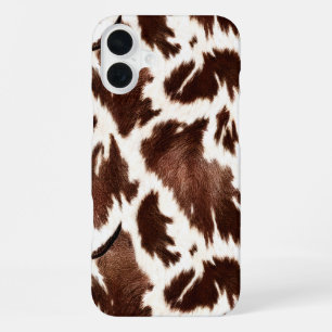Funda Para iPhone 16 Plus Patrón de baldosas de cuero crudo falso Western 