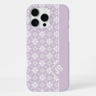 Funda Para iPhone 16 Pro Max Patrón de baldosas de flores blancas en monograma