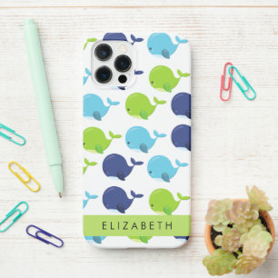 Funda Para iPhone 12 Pro Patrón de Ballenas, Ballenas Cutas, Tu Nombre