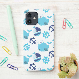 Funda Para iPhone 12 Patrón de ballenas, ballenas ricas, ballenas azule