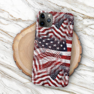 Funda Para iPhone 16 Pro Max Patrón de bandera estadounidense de rayas y estrel