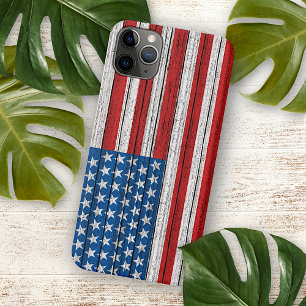 Funda Para iPhone 16 Pro Max Patrón de bandera estadounidense en tablones de ma