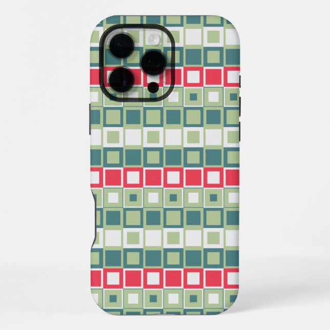 Funda Para iPhone Patrón de bloque cuadrado retro (Reverso )