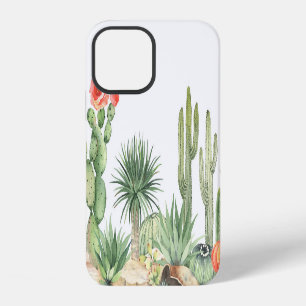 Funda Para iPhone 12 Patrón de borde de color Cacti en flor
