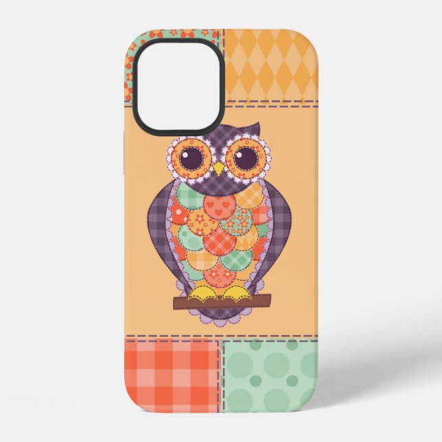 Funda Para iPhone Patrón de búho de patchwork sin costuras. Fondo vi (Reverso )