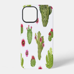 Funda Para iPhone 12 Patrón de Cactus Verde Pintado a Mano