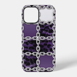 Funda Para iPhone 12 Patrón de cadena de plata y leopardo ultravioleta