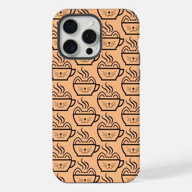 Funda Para iPhone Patrón de café de gatos (Reverso )