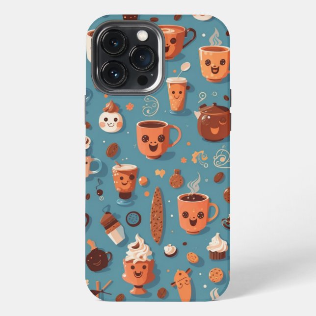 Funda Para iPhone Patrón de café divertido (Reverso )