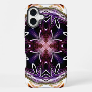 Funda Para iPhone 16 Plus Patrón de caleidoscopio cósmico púrpura y magenta