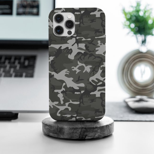 Funda Para iPhone Patrón de camuflaje gris, patrón militar, ejército (Subido por el creador)