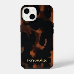 Funda Para iPhone 14 Patrón de caparazón de tortuga Marrón negro eleg