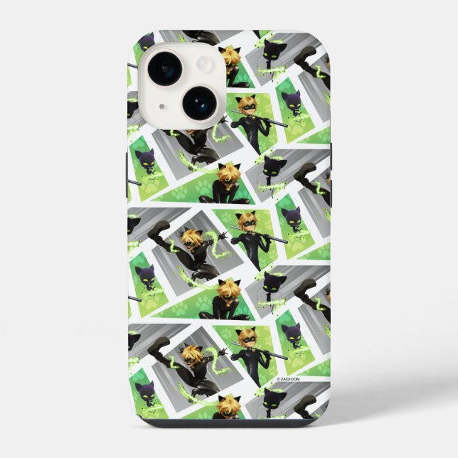 Funda Para iPhone Patrón de Cat Noir y Plagg (Reverso )