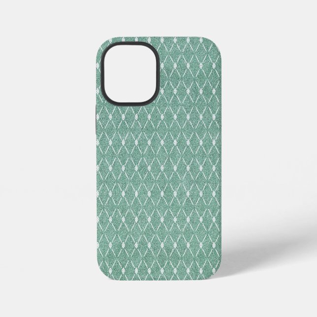 Funda Para iPhone Patrón de celosía aterciopelado en verde menta (Reverso )