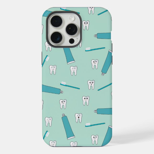 Funda Para iPhone Patrón de cepillo de dientes de mint Verde azulada (Reverso )