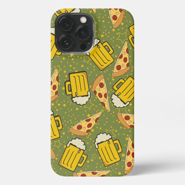 Funda Para iPhone Patrón de cerveza y pizza (Reverso )