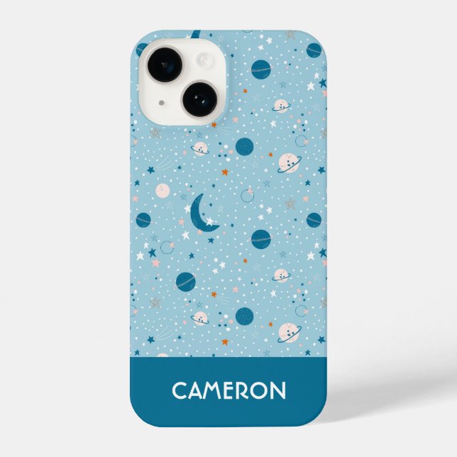 Funda Para iPhone Patrón de cielo azul y espacio (Reverso )