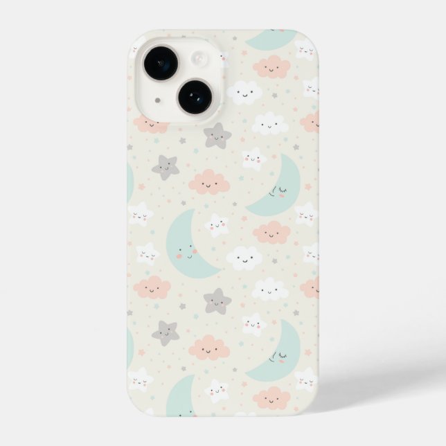 Funda Para iPhone Patrón de cielo dulce sonriente Pastel (Reverso )