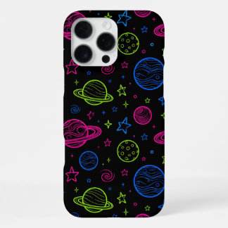 Funda Para iPhone 16 Pro Max Patrón de cielo nocturno minimalista de neón con e