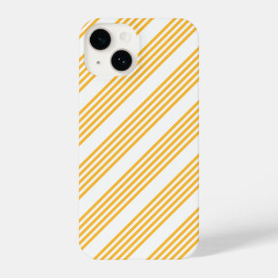 Funda Para iPhone 14 Patrón de cinco rayas amarillo y blanco soleado