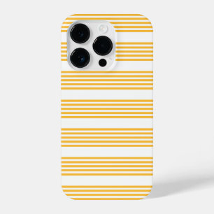 Funda Para iPhone 14 Pro Patrón de cinco rayas amarillo y blanco soleado