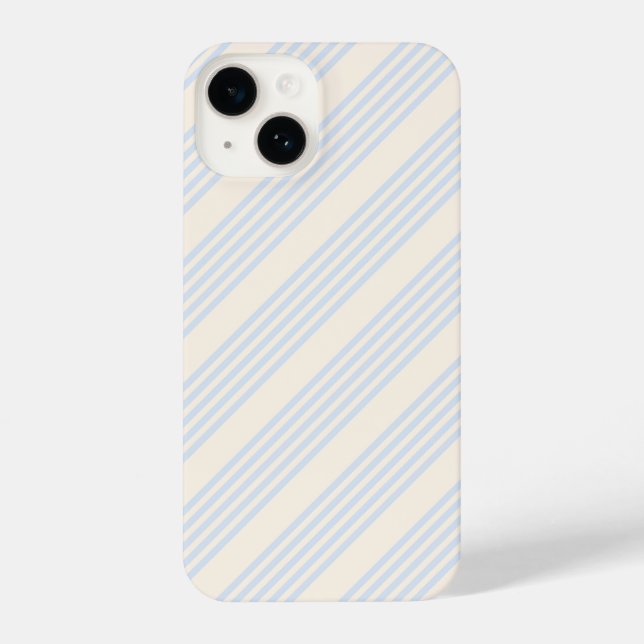 Funda Para iPhone Patrón de cinco rayas azul pálido y beige (Reverso )
