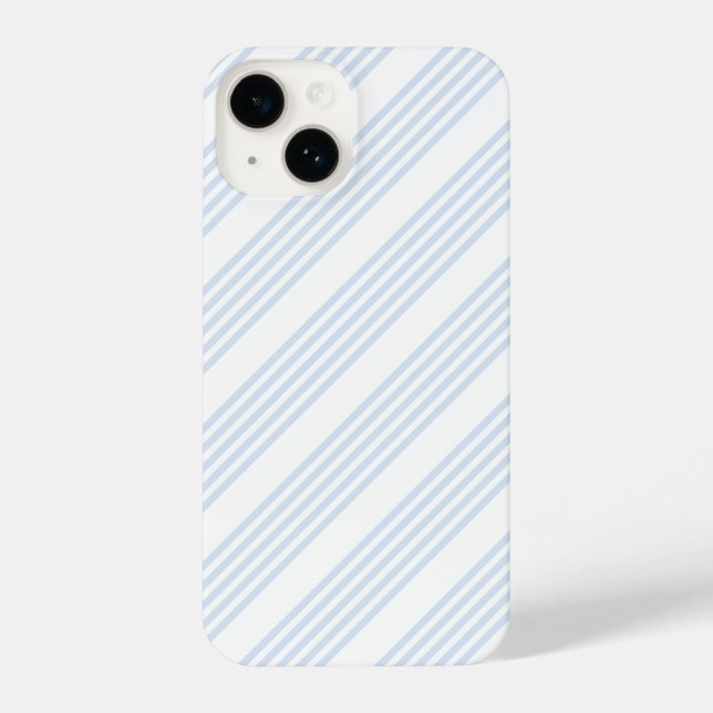 Funda Para iPhone Patrón de cinco rayas azul pálido y blanco (Reverso )