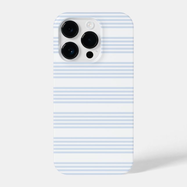 Funda Para iPhone Patrón de cinco rayas azul pálido y blanco (Reverso )