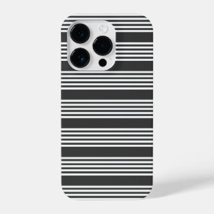 Funda Para iPhone 14 Pro Patrón de cinco rayas blanco y carbonífero