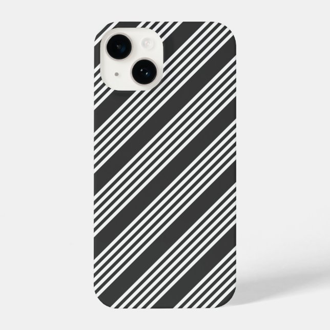 Funda Para iPhone Patrón de cinco rayas blanco y carbonífero (Reverso )