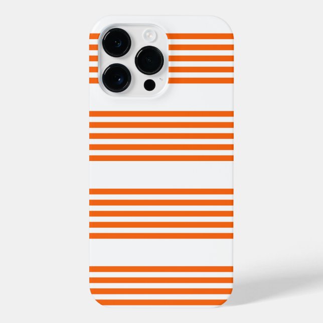 Funda Para iPhone patrón de cinco rayas blanco y naranja (Reverso)