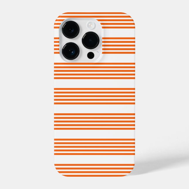 Funda Para iPhone patrón de cinco rayas blanco y naranja (Reverso )
